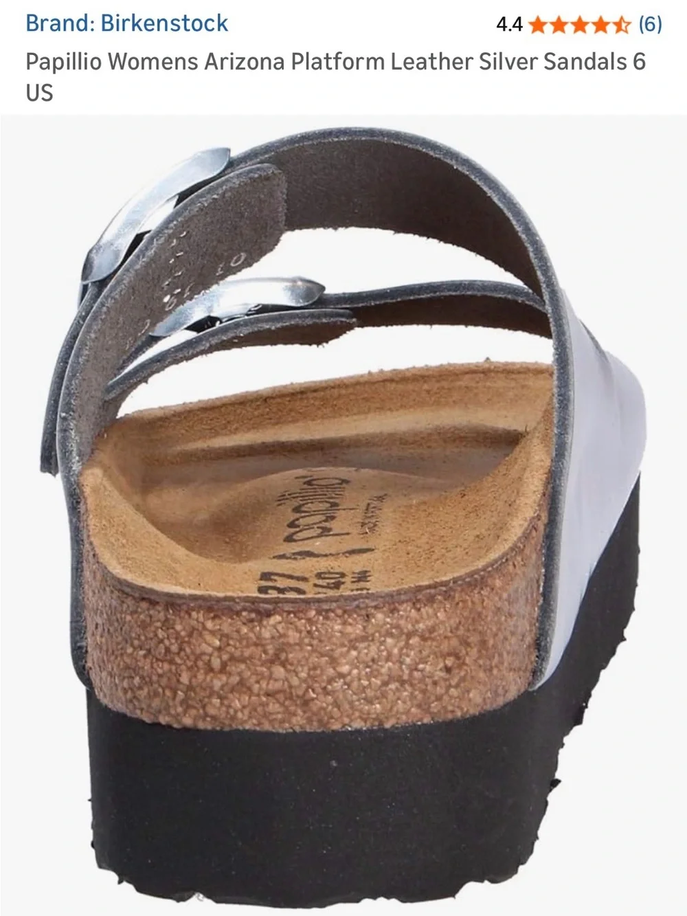 Birkenstock Papillio Arizona Platform Sandal - Silver 35 - Picture 2 of 5
